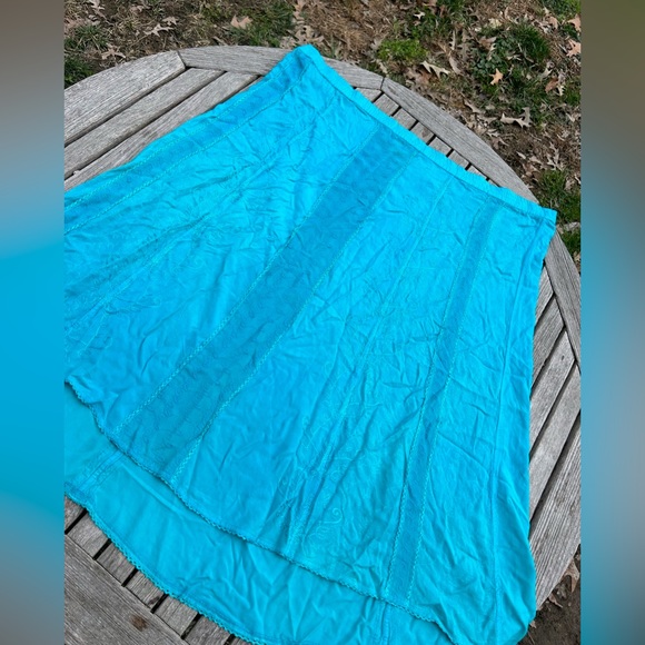 Added Dimensions Catherines Skirt Women Size 3X Rayon Blue Fairy Embroidered - Picture 5 of 8